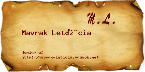 Mavrak Letícia névjegykártya
